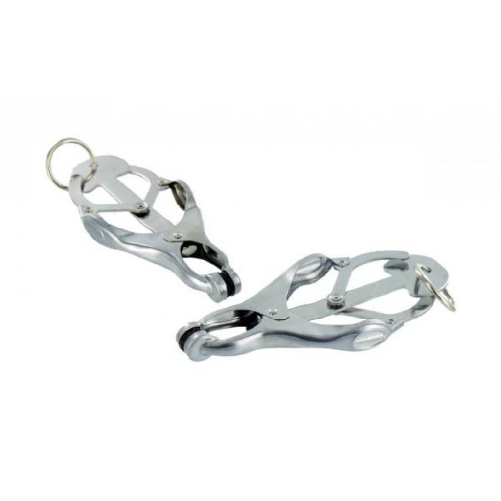 Ringed Monarch Clover Style Nipple Vice Clamps - Silver