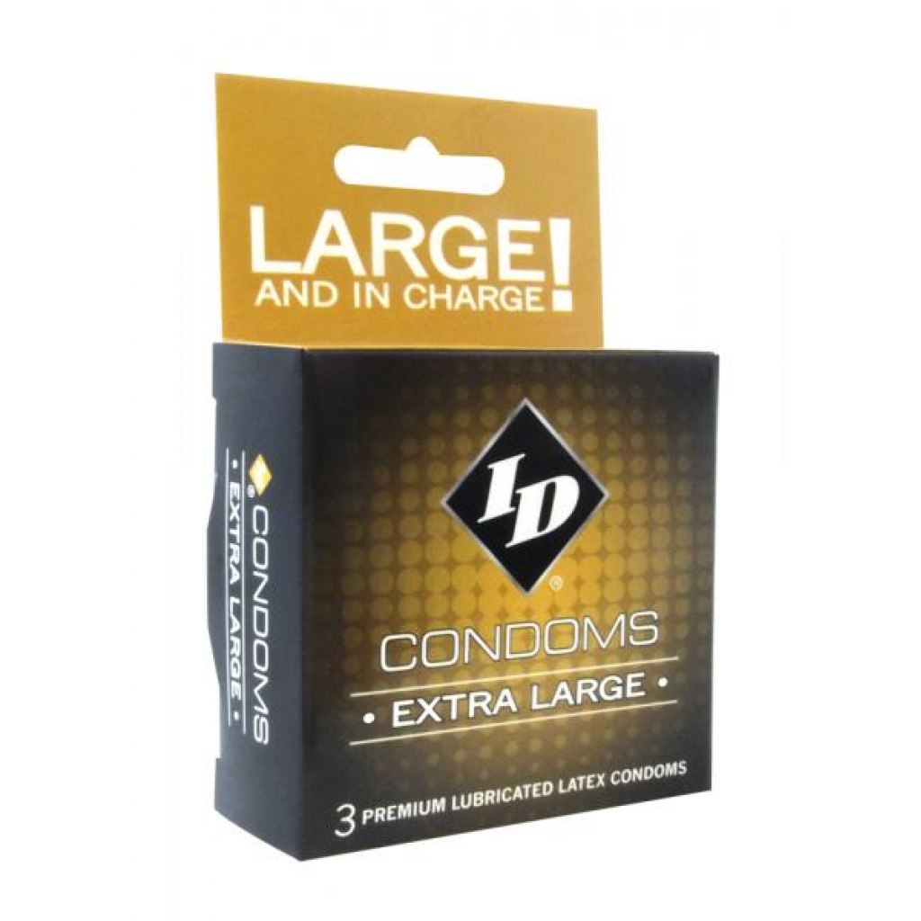 ID Extra Large Lubricated Latex Condoms - 3 Pack