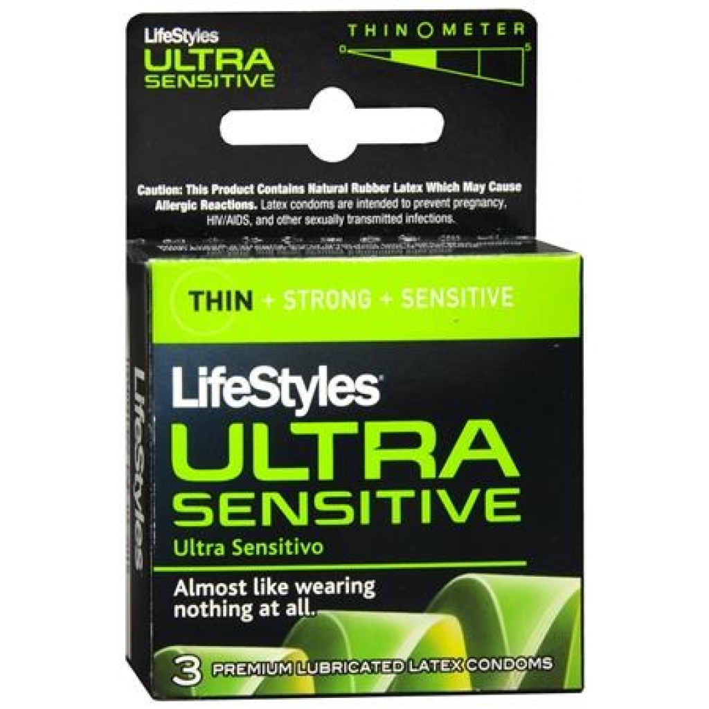 Lifestyles Ultra Sensitive Lubricated Condoms - 3 Pack