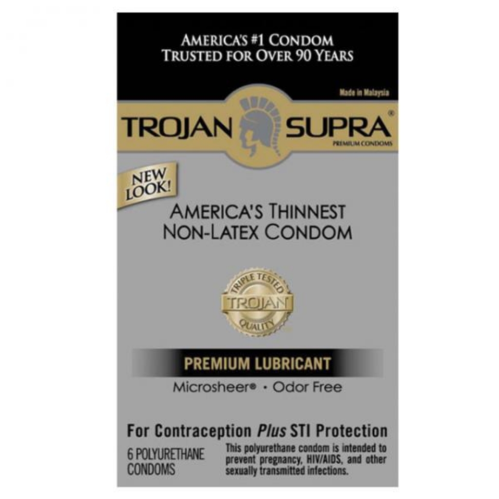 Trojan Supra Microsheer Polyurethane Condoms - 6 Pack