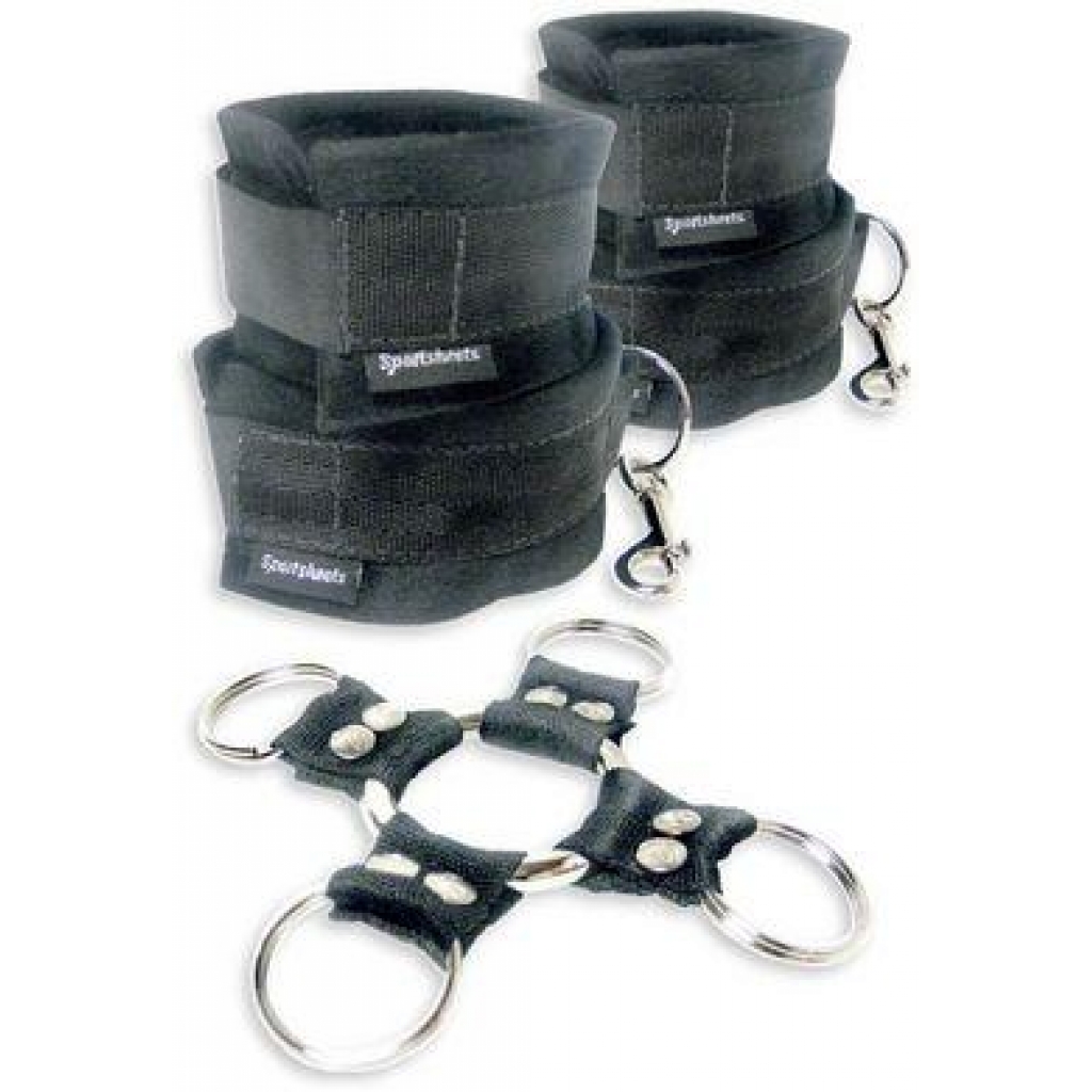 5 Piece Hog Tie And Cuff Set - Black