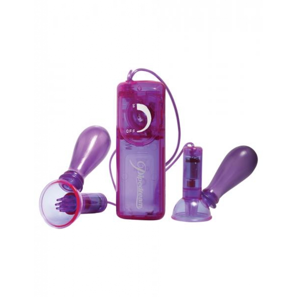 Fetish Fantasy Vibrating Nipple Pumps - Purple