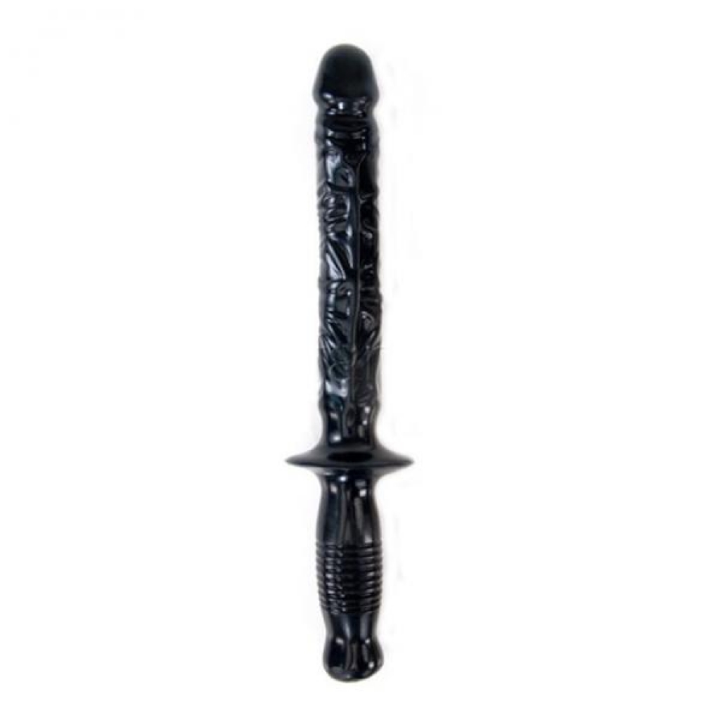 The Manhandler Black Dildo with Baton Handle