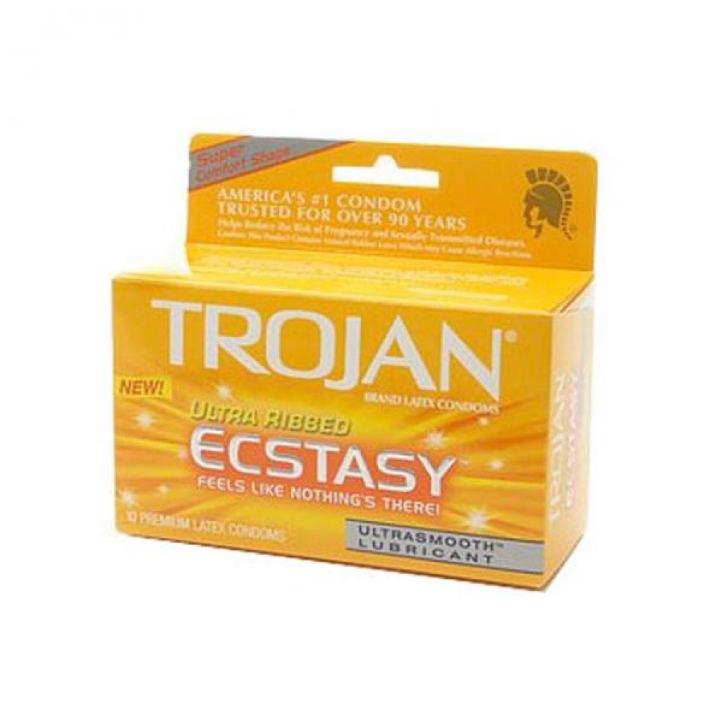 Trojan Ultra Ribbed Ecstasy Lubricated Condoms - 2 Pack