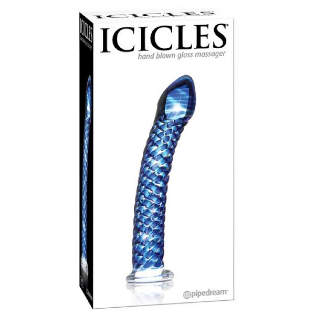 Icicles No 29 Textured Glass Dildo Blue