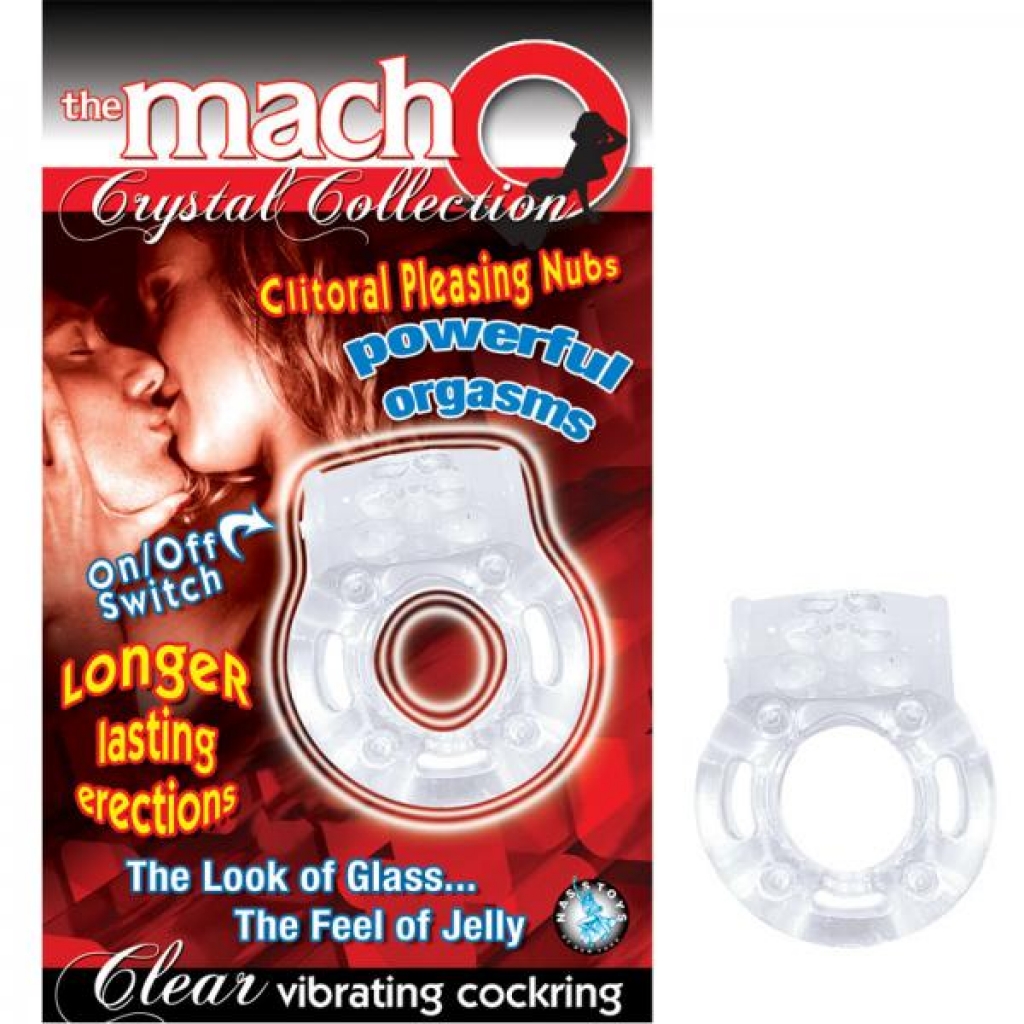 Macho Crystal Collection Vibrating Cock Ring - Clear