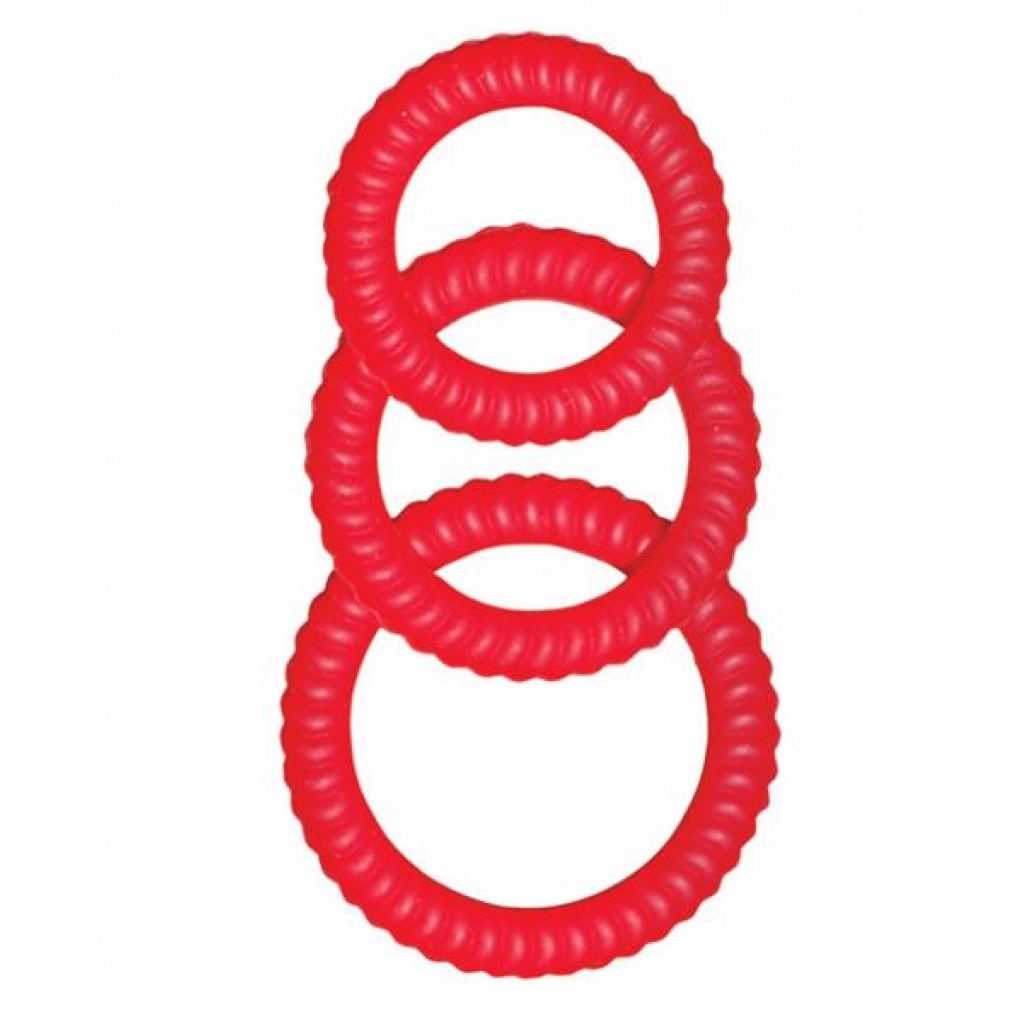 Ram Ultra Silicone Cocksweller Rings - Red