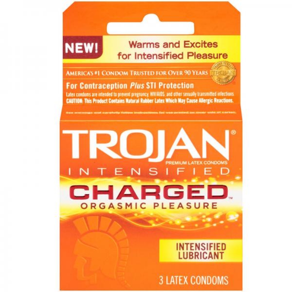 Trojan Charged with Intensified Lubricant Condoms (3 Pack) – Clear