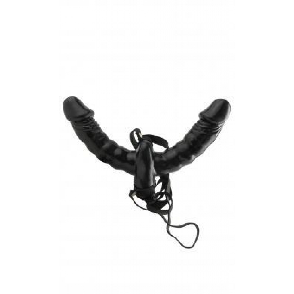 Vibrating Double Delight Strap-On - Black