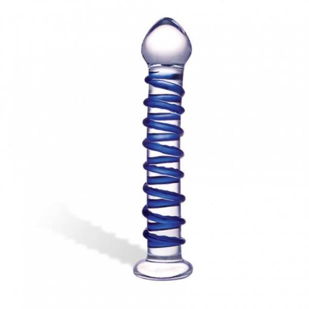 Glas Blue Spiral Glass Dildo - Clear