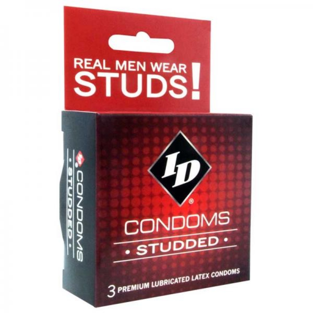 ID Studded Latex Condoms - 3 Pack Clear and Durable