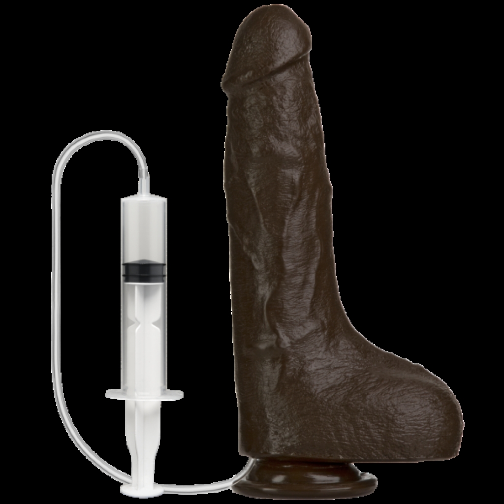 Squirting Realistic Black Dildo - Brown