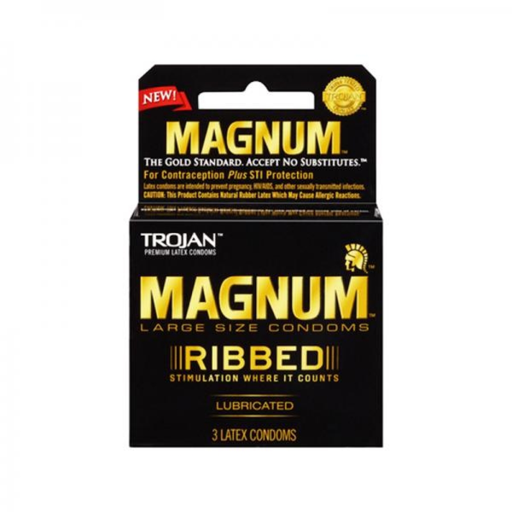 Trojan Magnum Ribbed Latex Condoms - 3 Pack