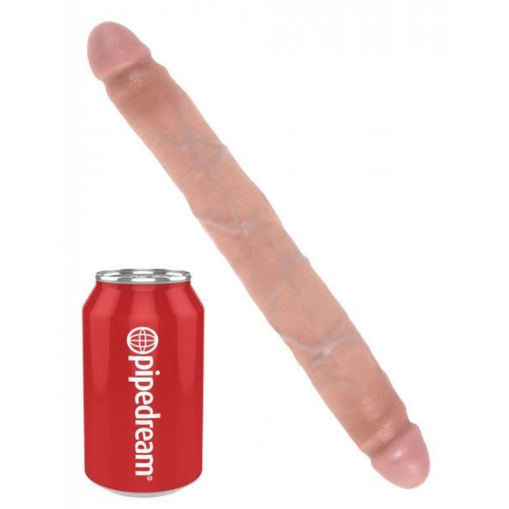 King Cock 12 Inch Slim Double Dildo - Beige