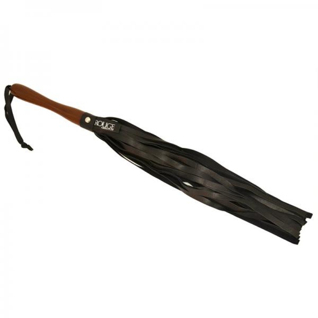 Rouge Leather Wooden Handle Flogger – Black