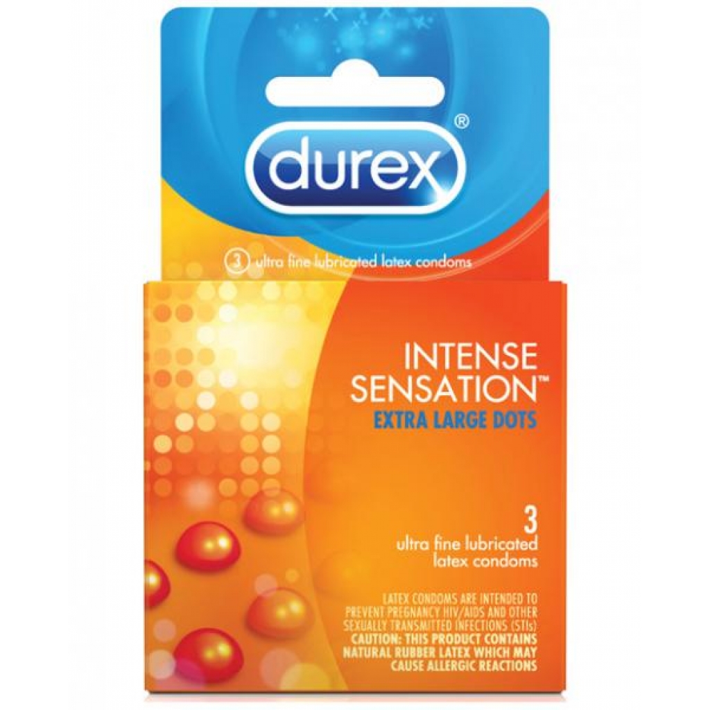 Durex Intense Sensation Extra Large Condoms - Dots - 3 Pack Clear