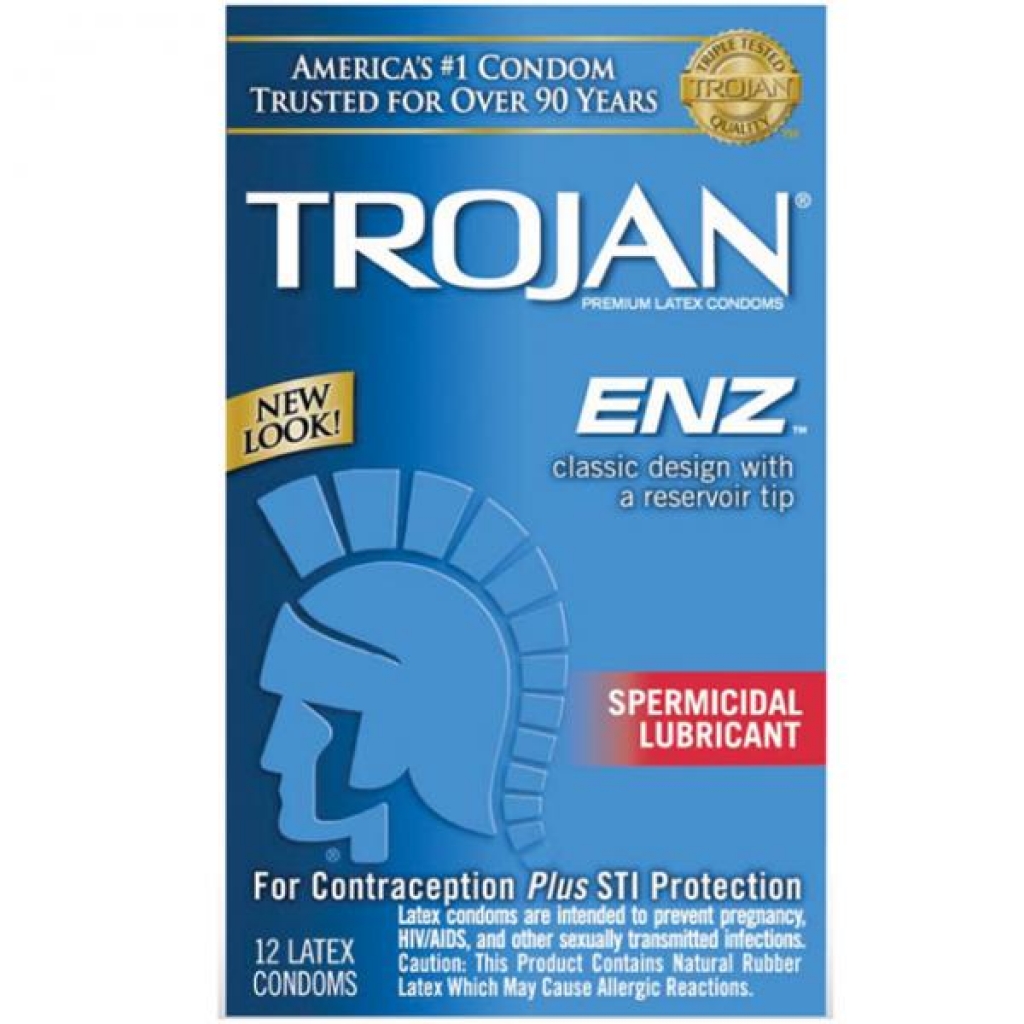 Trojan ENZ Condoms with Spermicidal Lubricant - 12 Pack