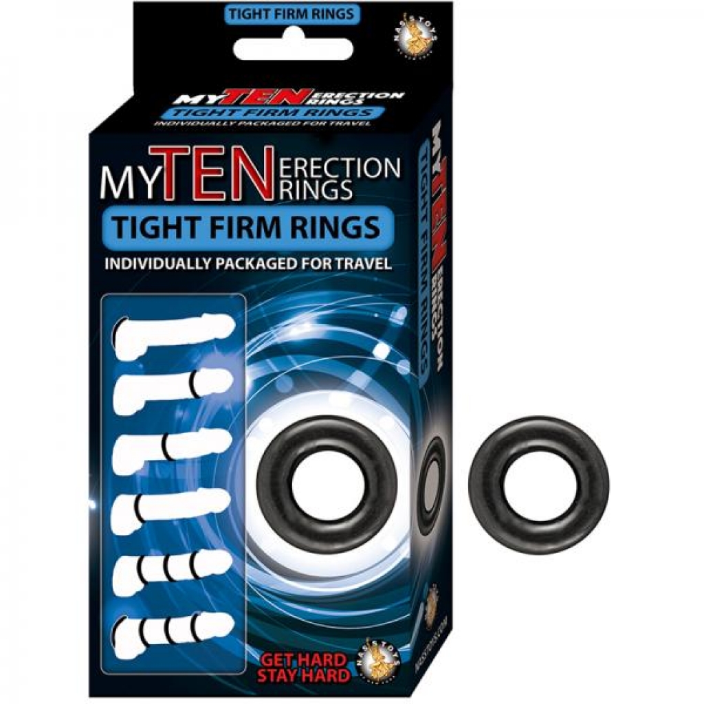 My Ten Erection Rings - Tight Firm Rings - Black