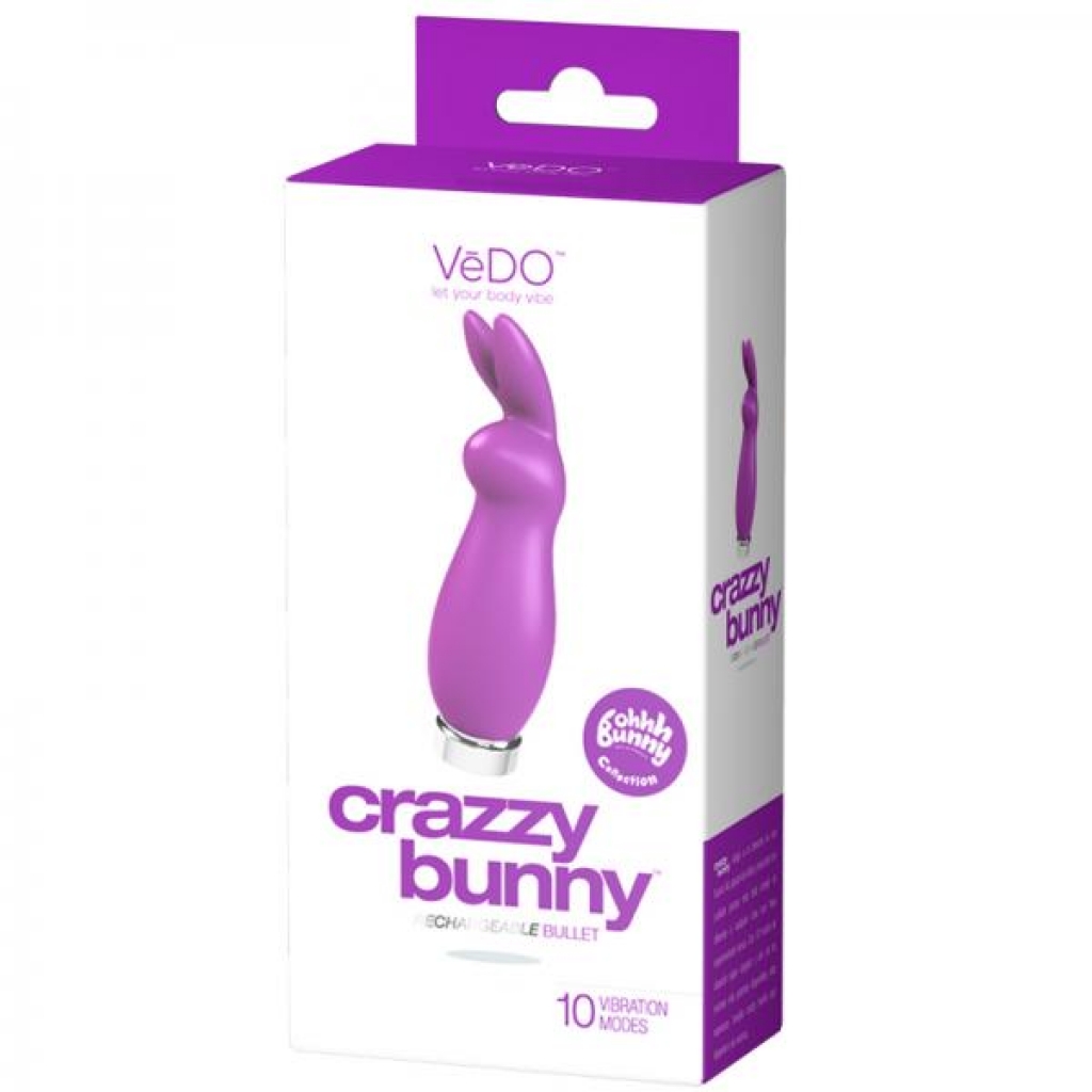 Vedo Crazzy Bunny Rechargeable Mini Vibrator - Perfectly Purple