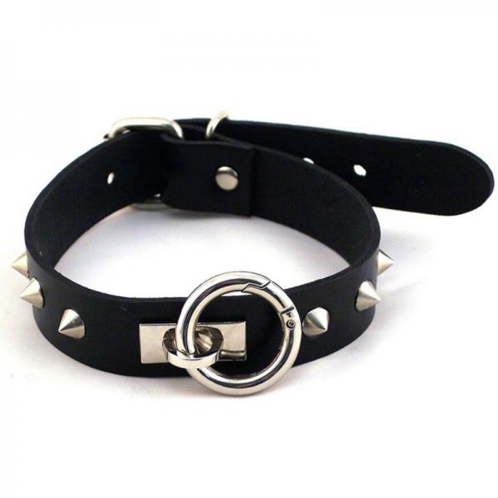 Rouge O-ring Studded Collar (Thinner) - Fashionable Restraint