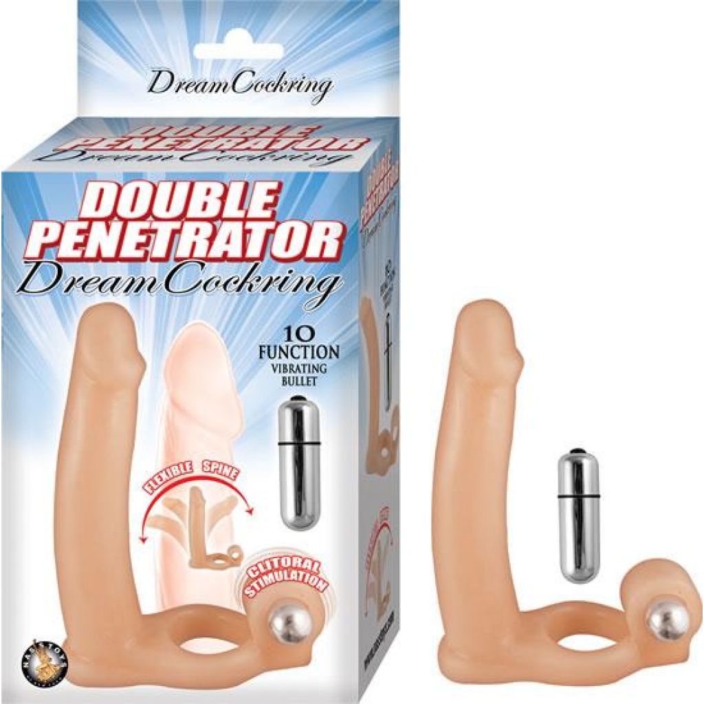 Double Penetrator Dream Cockring - Beige