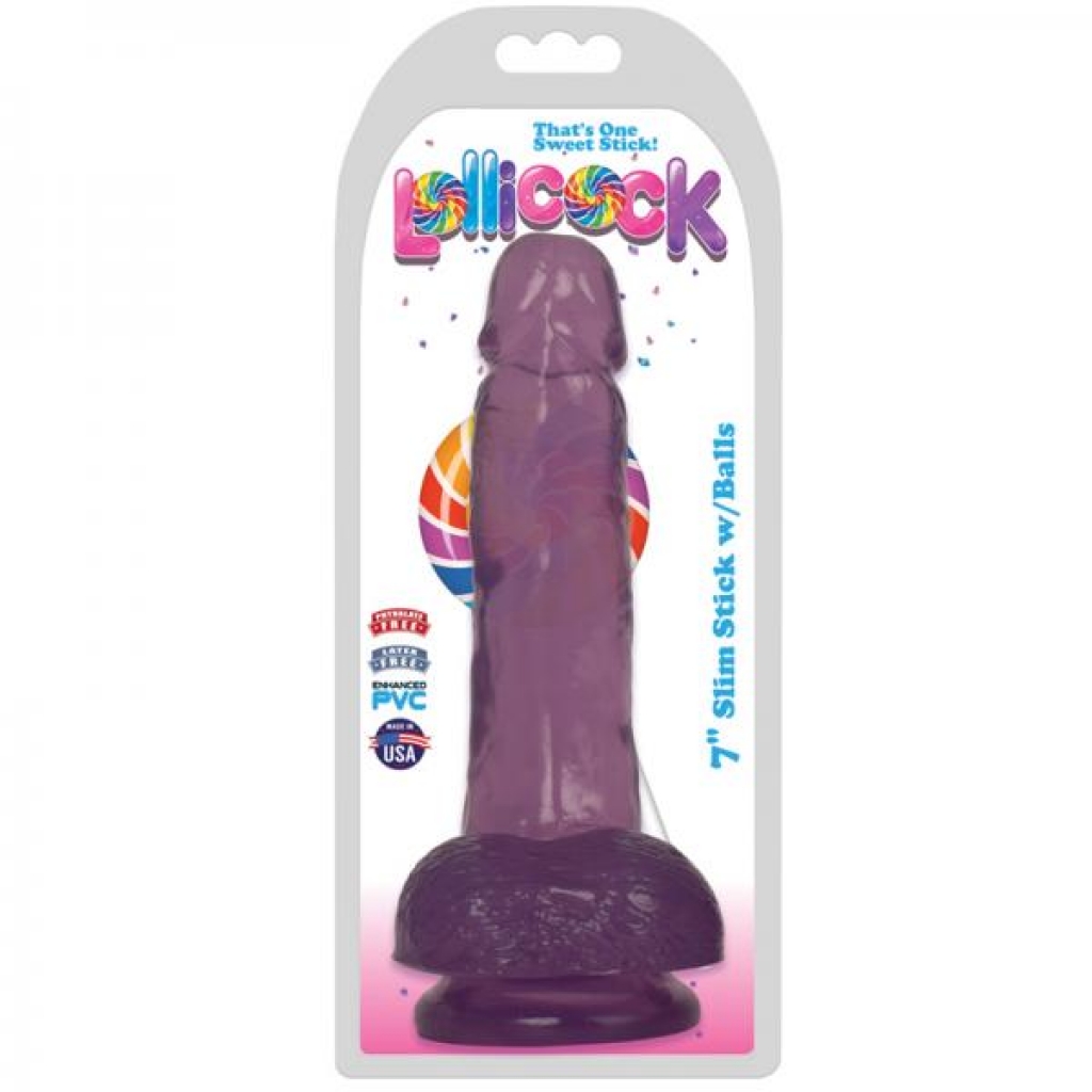 Lollicock Slim Stick with Balls - 7in Grape Ice Purple