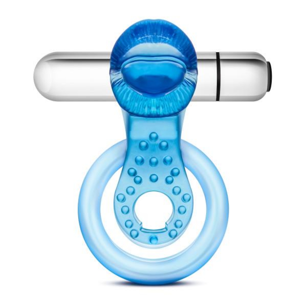 Stay Hard 10 Function Vibrating Tongue Ring - Intense Blue