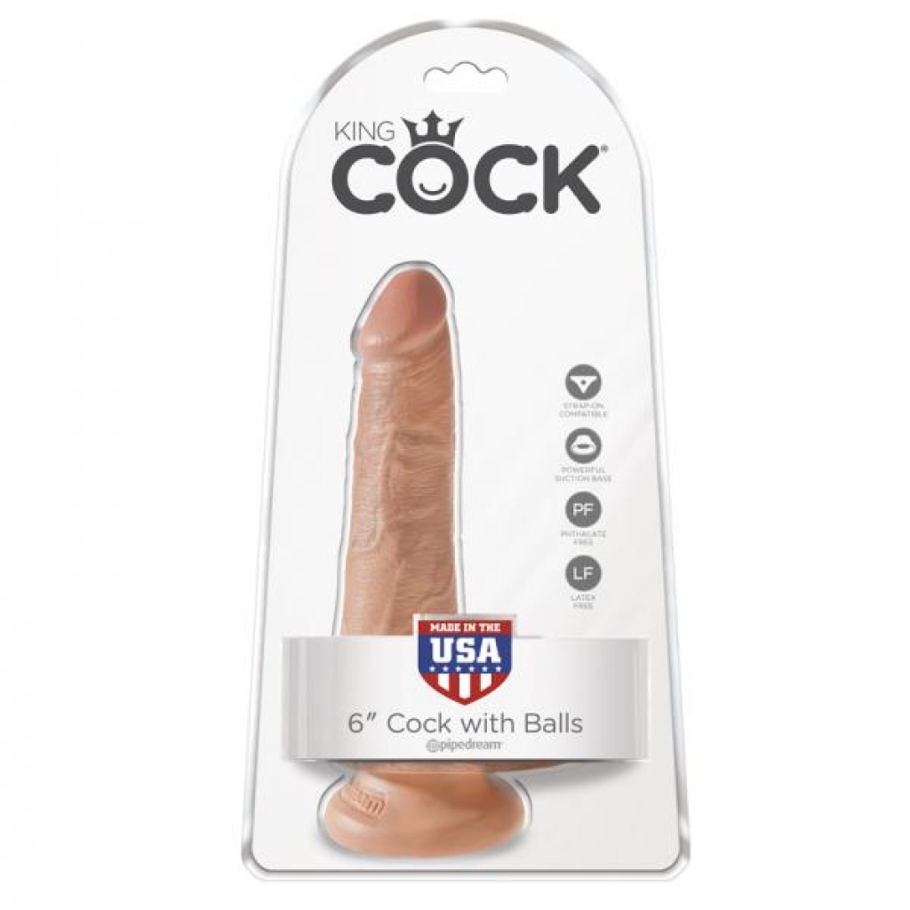 King Cock 6in Cock With Balls - Tan Beige