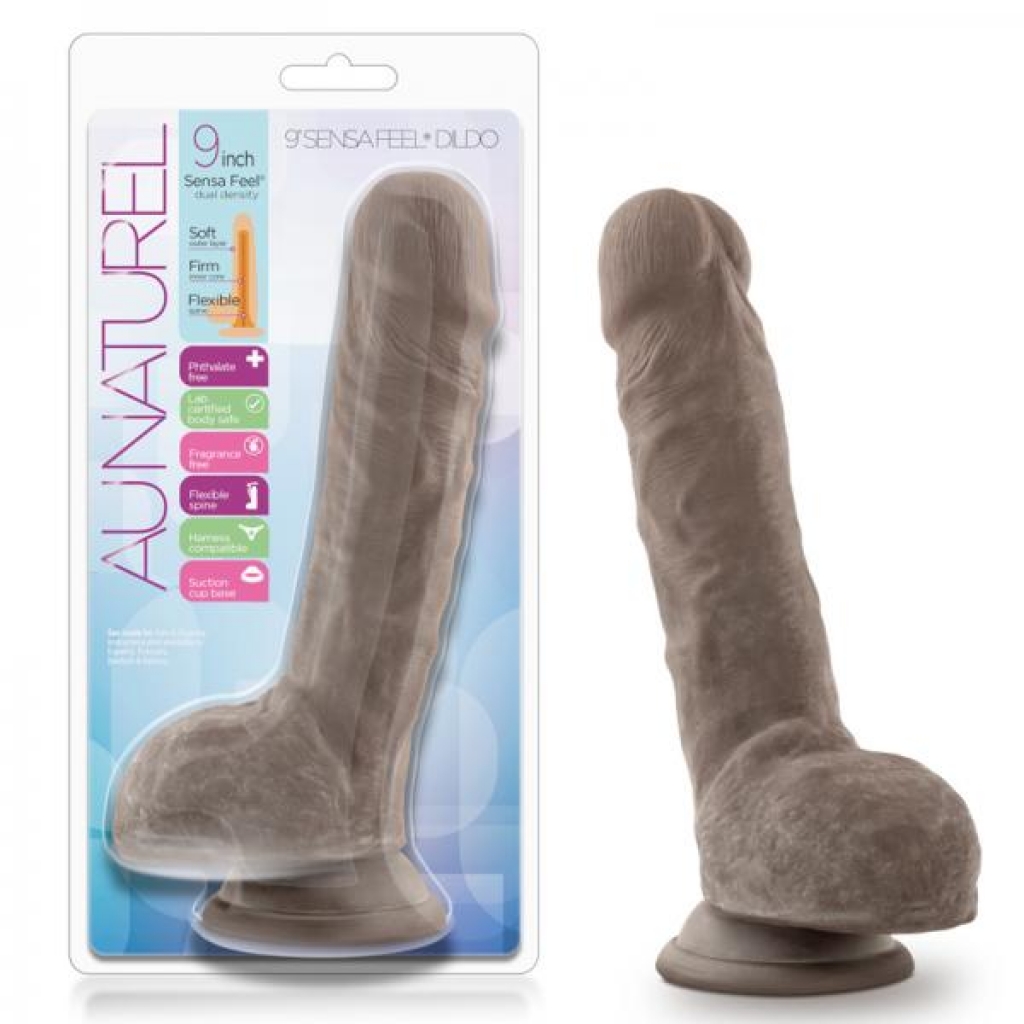 Au Naturel 9-Inch Sensa Feel Dildo - Chocolate Brown