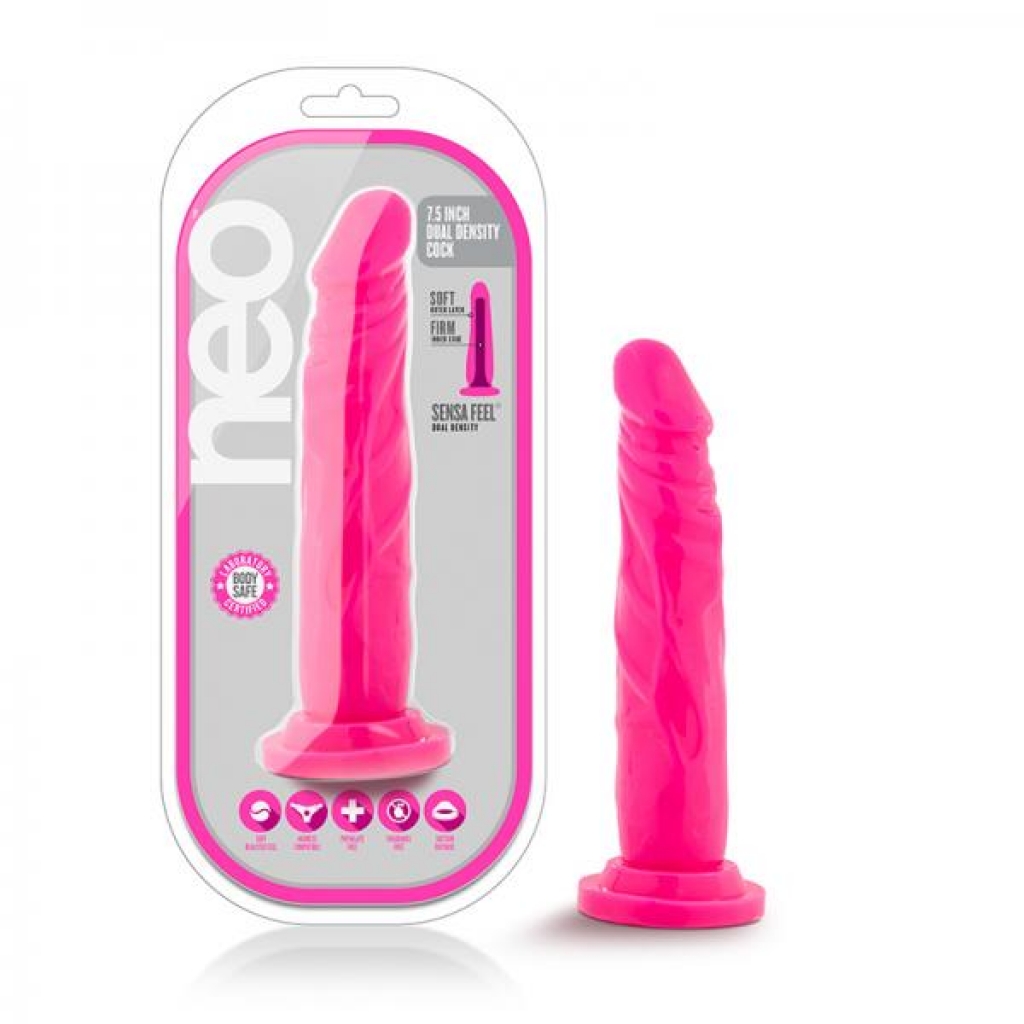 Neo - 7.5 Inch Dual Density Cock - Neon Pink