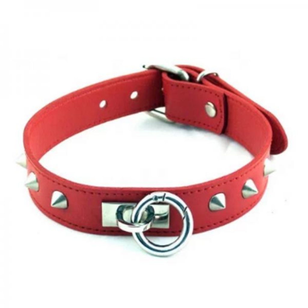 Rouge O-Ring Studded Collar - Red Elegance