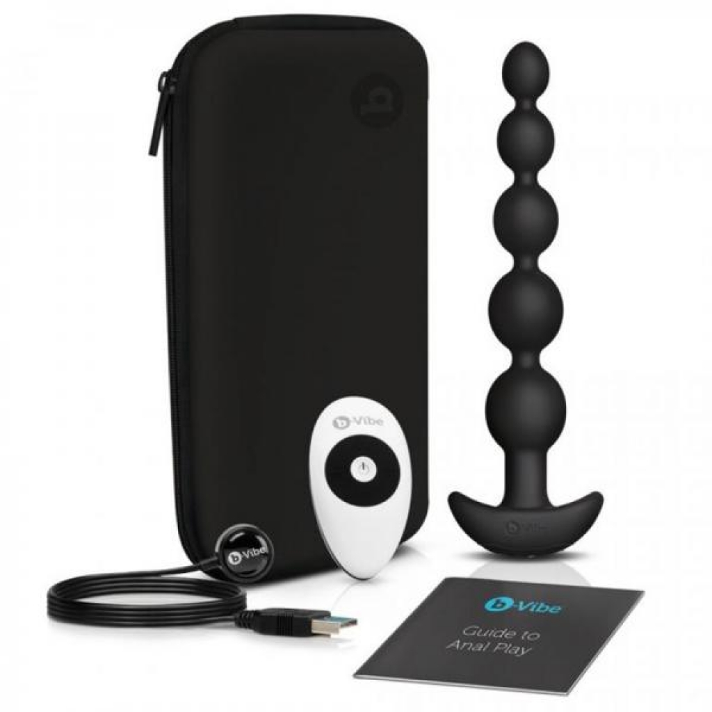 B-vibe Cinco Anal Beads - Black - Wireless Remote Control