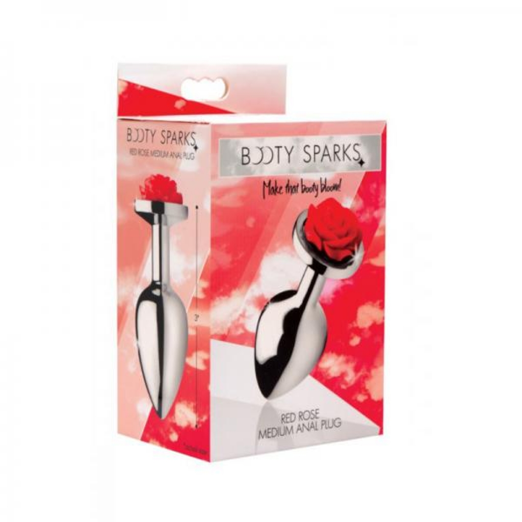 Booty Sparks Medium Aluminum Anal Plug - Red Rose