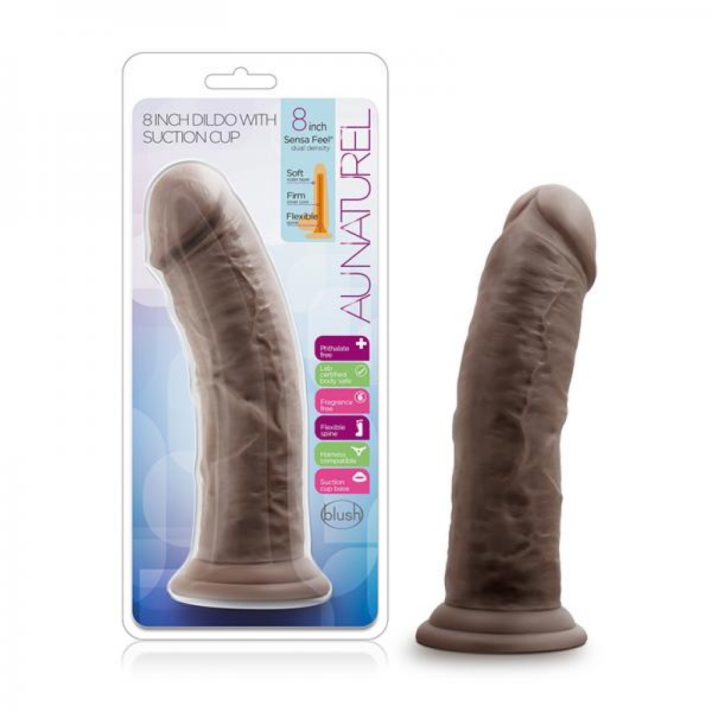 Au Naturel - 8in Dildo with Suction Cup - Chocolate Brown