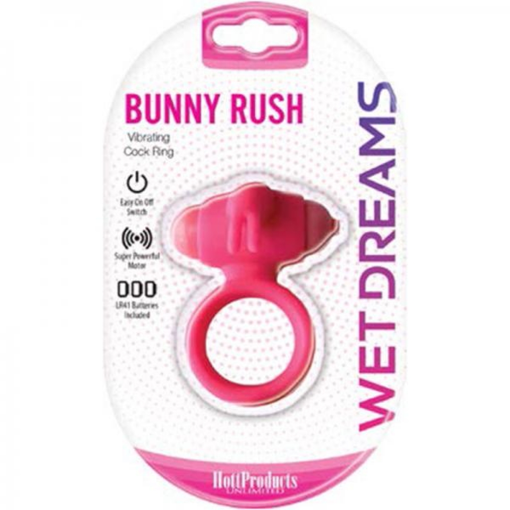 Wet Dreams Bunny Rush Cock Ring With Rabbit Ears - Pink