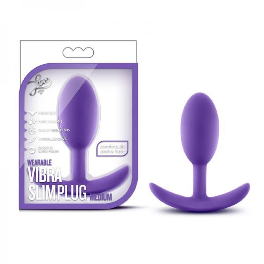 Luxe Wearable Vibra Slim Plug - Medium - Purple