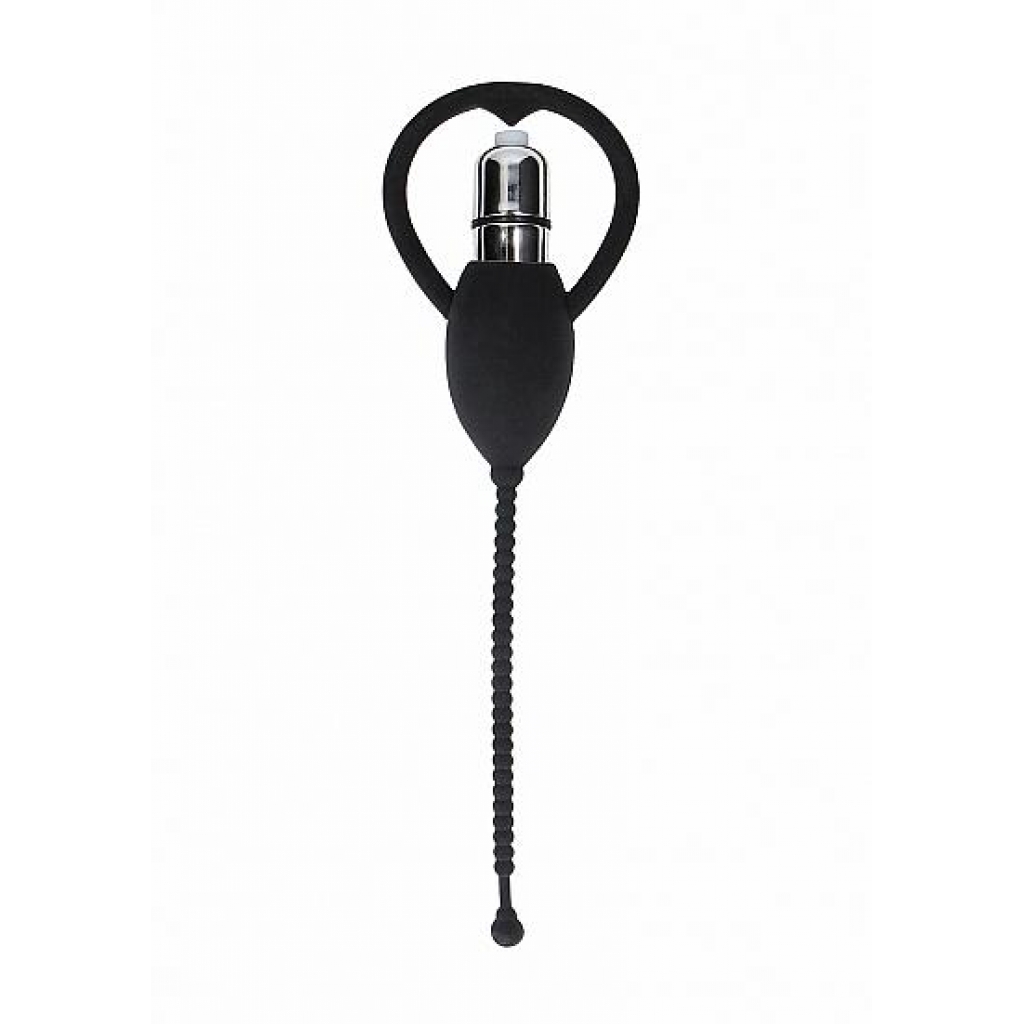 Ouch! Urethral Sounding Vibrating Bullet Plug - Black