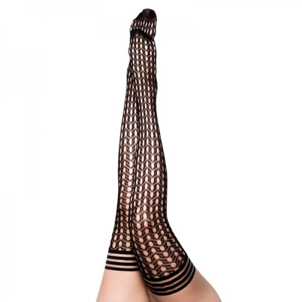 Kixies Mimi Black Fishnet Thigh-High Tights