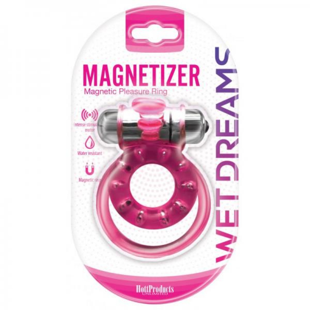 Magnetized Magnetic Cock Ring with Dual Straps - Pink