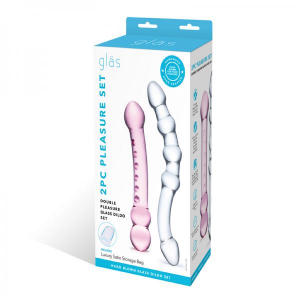 Double Pleasure Glass Dildo Set - 2 Piece