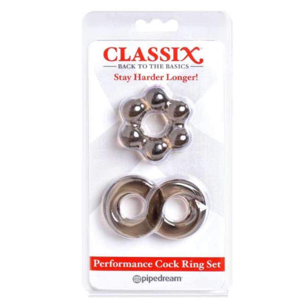 Classix Performance Cock Ring Set - Smoke Black