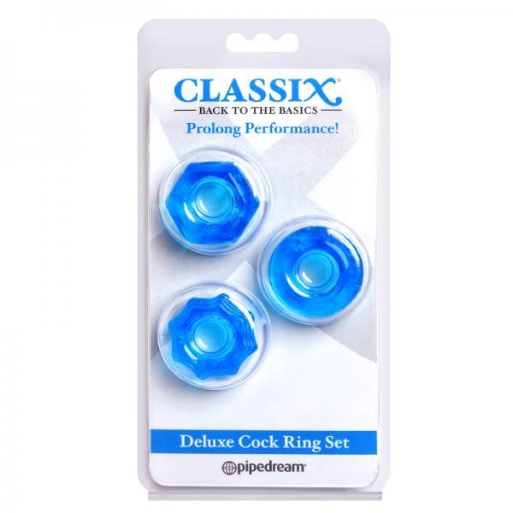 Classix Deluxe Couples Cock Ring Set - Blue