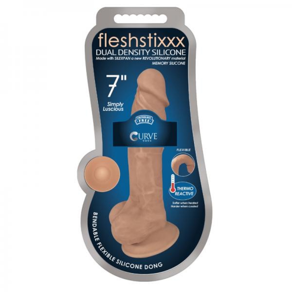 Fleshstixxx 7in Silicone Dildo With Balls Latte Tan