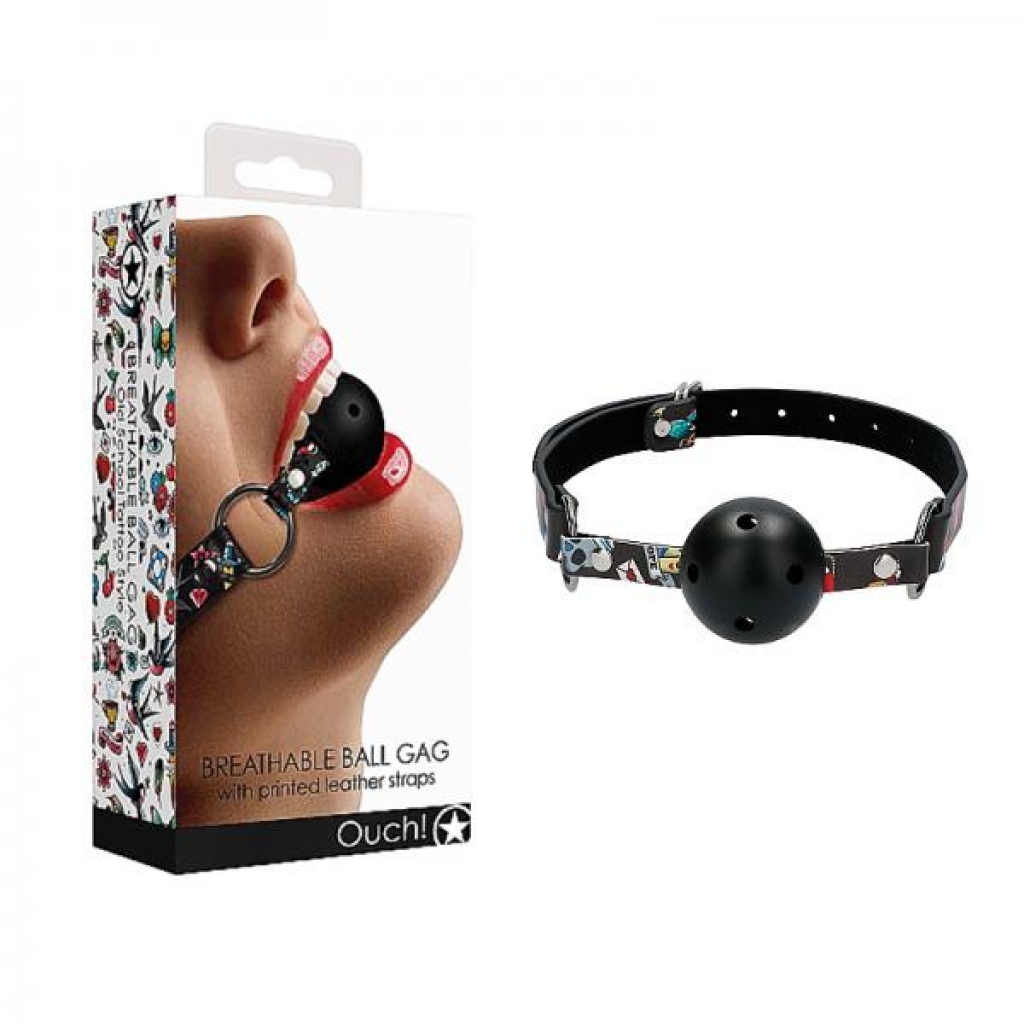 Ouch! Tattoo Printed Breathable Ball Gag