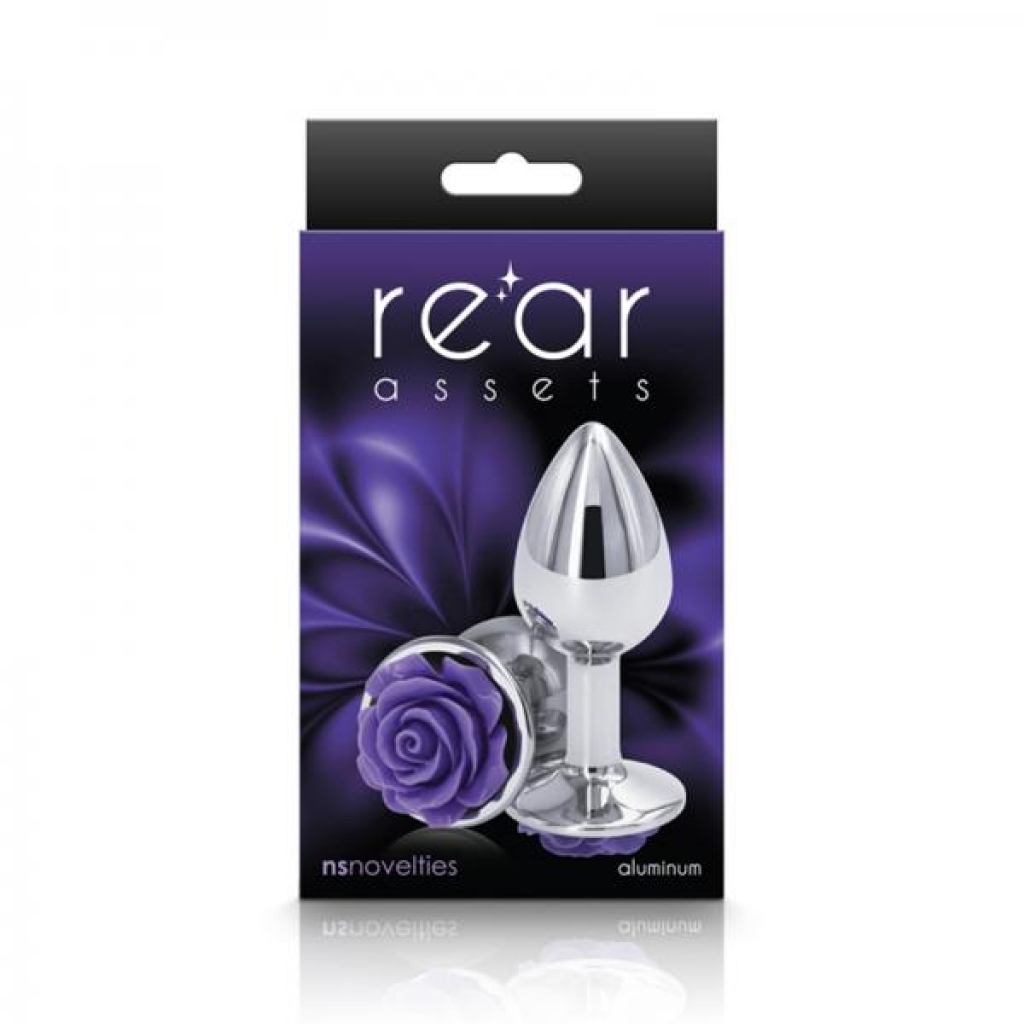 Rear Assets Rose Anal Plug - Small - Purple