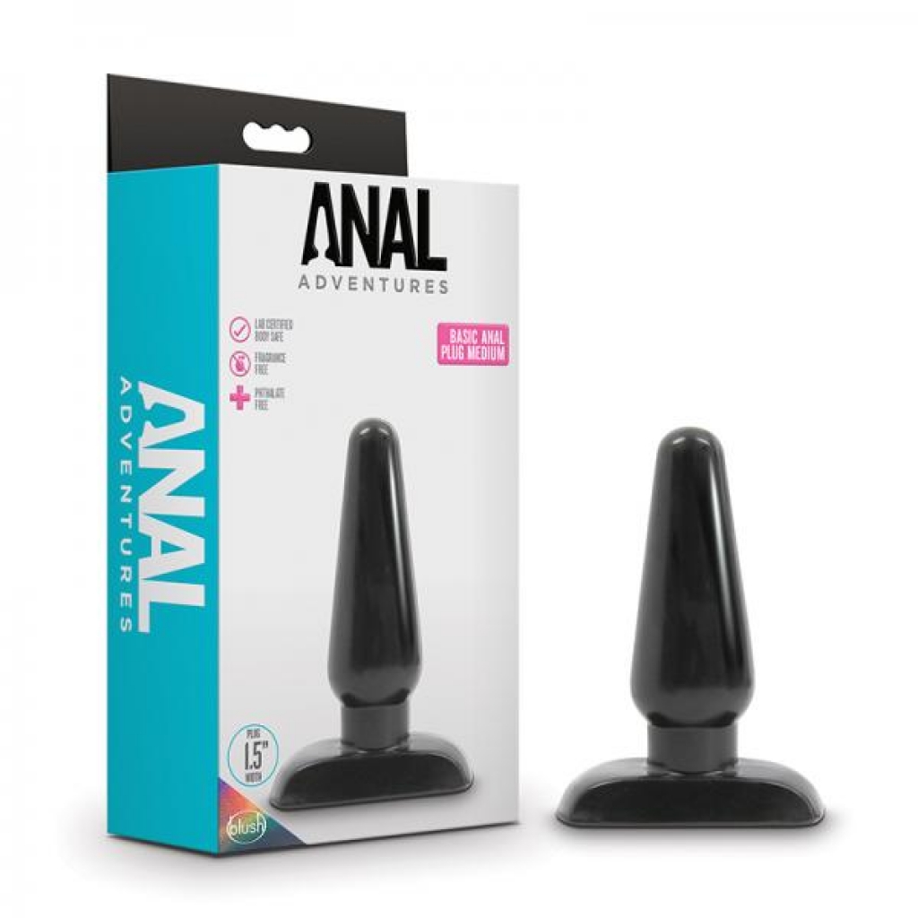 Anal Adventures Basic Anal Plug – Medium, Black