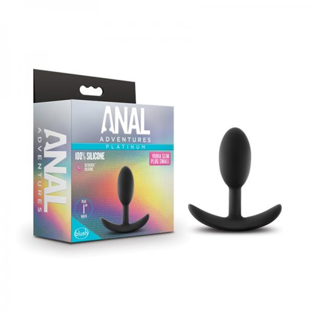 Anal Adventures Platinum - Small Silicone Vibra Slim Plug - Black