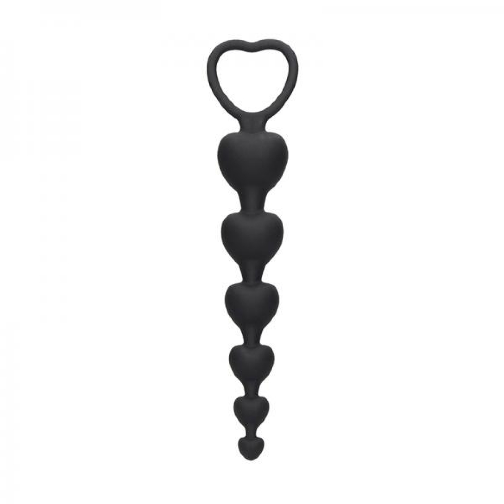 Ouch Anal Heart Beads - Black