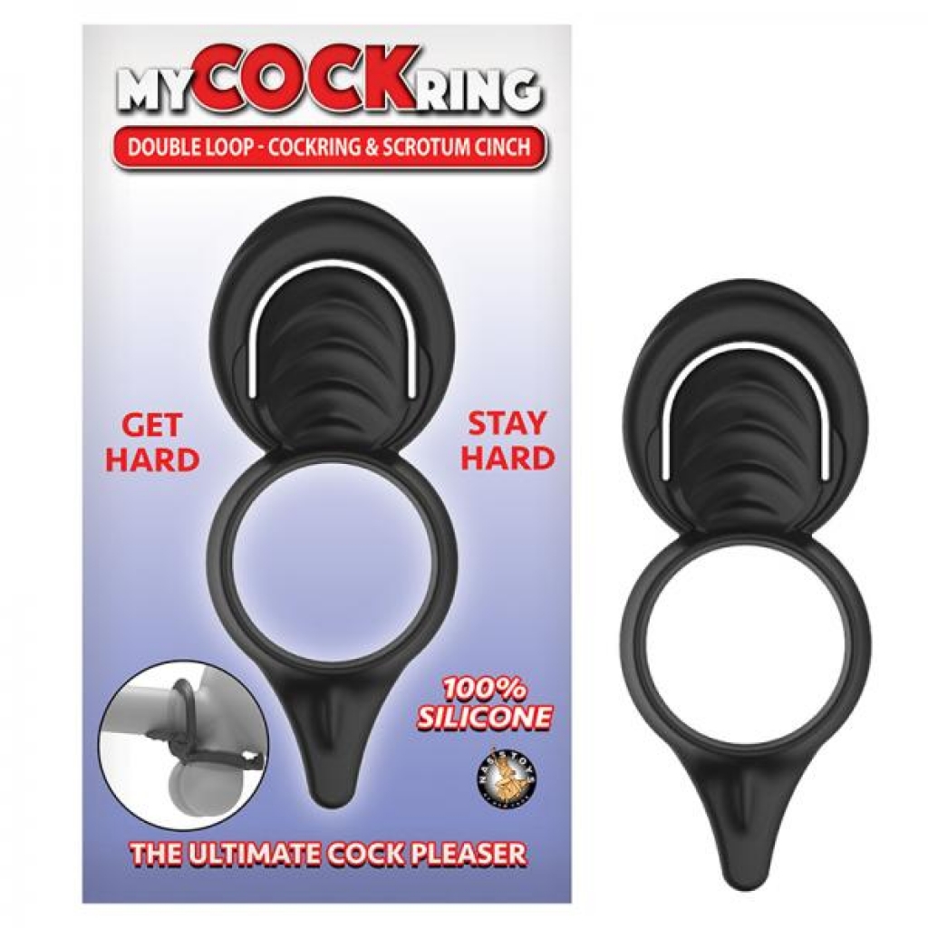 My Cockring Double Loop with Scrotum Cinch - Black