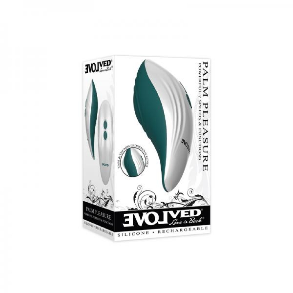 Evolved Palm Pleasure Vibrator – Teal/White